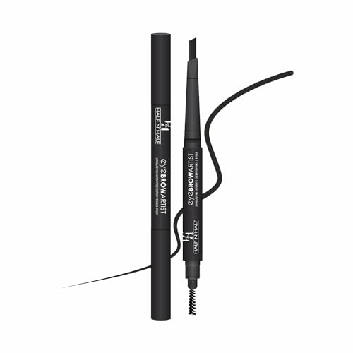 Image of Half N Half Eye Brow Artist Long Lasting Automatic Eyebrow Pencil & Brush | Sleek spoolie brush | Long-Lasting & Natural looking results | retractable pencil easy to use | Perfect arch - Black