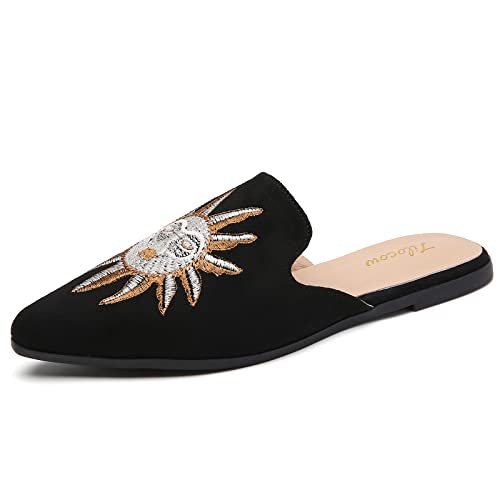 Tilocow Mules For Women Flats Pointed Toe Slip On Backless Loafers Flat Mule Business Casual Shoes Slides #TOP16