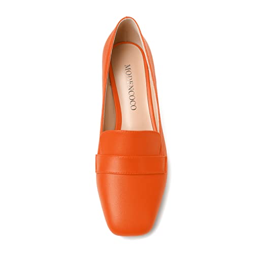 Image of MODENCOCO Womens Square Toe Slip On Comfortable Casual Matte Work Chunky Low Heel Loafers Shoes 2 Inch