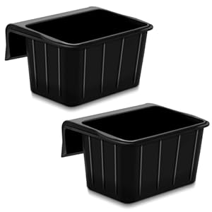 Maxdot 2 Pcs 17 Quart Rubber Horse Hook Feeders Over Hanging Fence Feeder Heavy Duty Mountable Rubber Feed Bucket for Farm Stalls Pasture, Stable to Feed Horses Sheep Cattle Cows Etc
