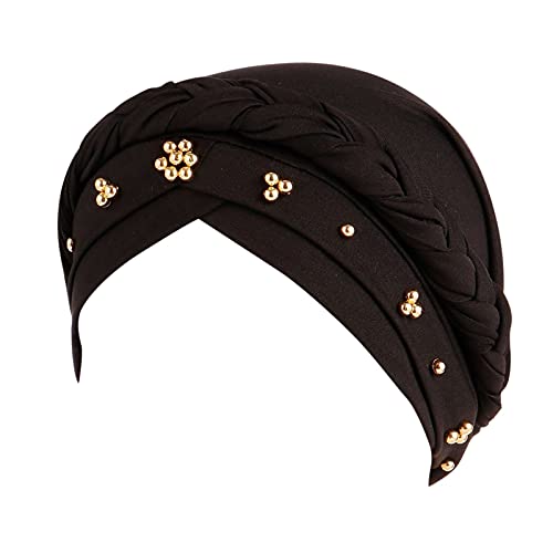 Head Wraps for Women - Beanie Head Scarf Turban Long Hair Head Wrap Scarf Soft Stretch Headwrap (Black, Free Size)