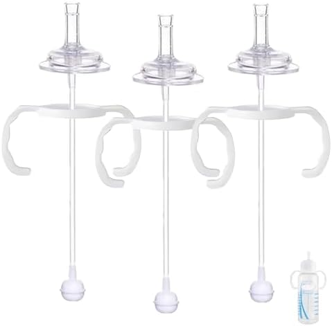 Straw Cup Soft Spout Conversion Kit For Lansinoh Baby Bottle, Toddler Transition Kit With Silicone Straw Top Nipple, Weighted Straw, Bottle Handle, Cleaning Brush, 3 Pack, 8m