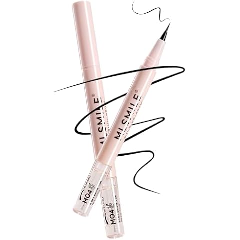 BEUKING Liquid Eyebrow Pencil & Sealing Brow Gel Smudge-Resistant No-Skip Eyeliner, Ultra-Fine Felt-Tip Highly Pigmented Long Lasting Smudge-Proof For Drawing Realistic Eyebrows (Pink-04#BLACK) Cover