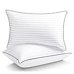 Luxury Hotel Bed Pillows for Sleeping, Standard/Full Size Set of 2 with Firm & Soft Density, Comfortable Down Alternative Fill for Side and Back Sleepers