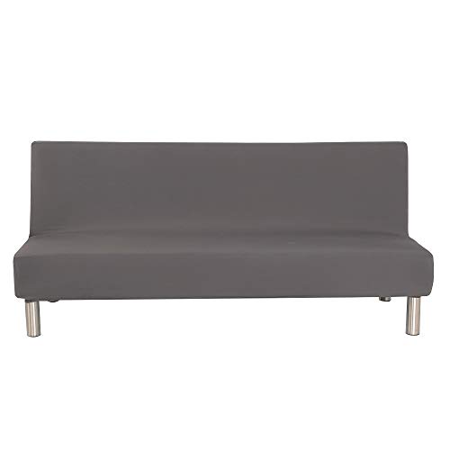 MIFXIN Armless Sofa Cover Stretch Sofa Bed Slipcover Futon Sofa Cover Non-Slip Settee Folding Couch Protector Without Armrests Lightweight Stretch Furniture Protector (Gray)