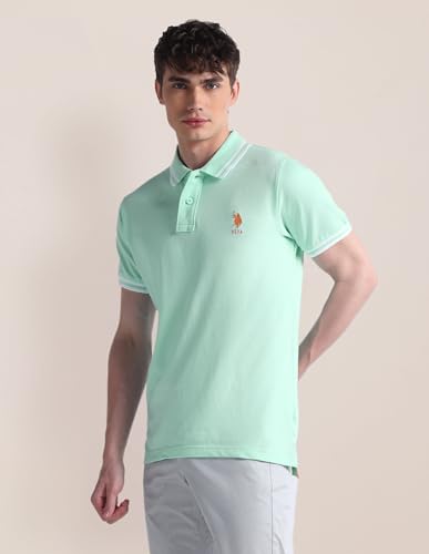 Image of U.S. Polo ASSN. Solid Slim Fit Polo T Shirts for Men - 100% Cotton, Half Sleeves Mens Tshirt