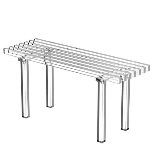 Sumerflos Acrylic Entryway Bench - 35' Clear Shoe Storage Bench for Bedroom & End of Bed & Hallway, Holds Up to 350 Lb (Seat for 2 People), Modern, Easy Assembly