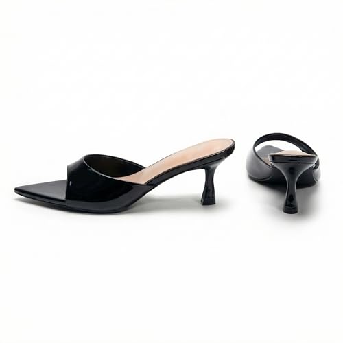 Image of Arromic Womens Kitten Heel Sandals,Pointed Round Open Toe Slides 5mm high elastic latex Sexy 2.3 Inch Stiletto Heeled for Party Wedding Daily