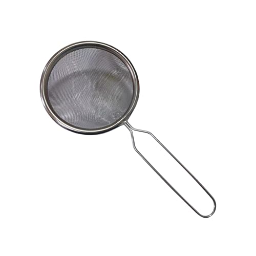 Colador de malla con asa, filtro de harina de acero inoxidable, herramienta de cocina de malla fina, agarre cómodo y resistente, ideal para hornear, azúcar en polvo, té y tamizar, 23 x 12 x 3,5 cm