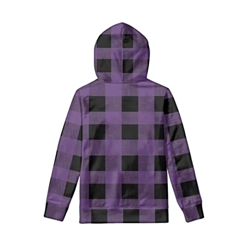 AmzPrint Red And Black Buffalo Check Hoodie Kids Oversized Pullover Long Sleeve Vintage Cute Hoodies For Teen Girls2