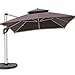 Produktbild HARICSET Sonnenschirm Ampelschirm Cantilever Parasol Garden Parasol Windsicherung Marktschirm Groß 360 Rotation, Gartenschirm mit Kurbel Sonnenschutz U(Size:3 * 3m(45Lbase),Color:Braun)