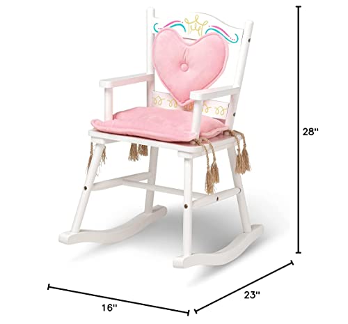 Wildkin Kids Princess Royal Rocking Chair For Girls, Perfect For Both Big & Little Kids, Includes Padded Backrest & Seat Cushion, Wooden Rocker Measures 23 X 16 X 28 Inches (White) #TOP5