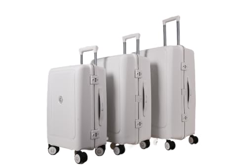 Image of Tokyo Premium Trolley Luggage Set, White, 3-Piece Set | Cabin, Medium, Large Sizes, Zipperless Design, TSA Lock