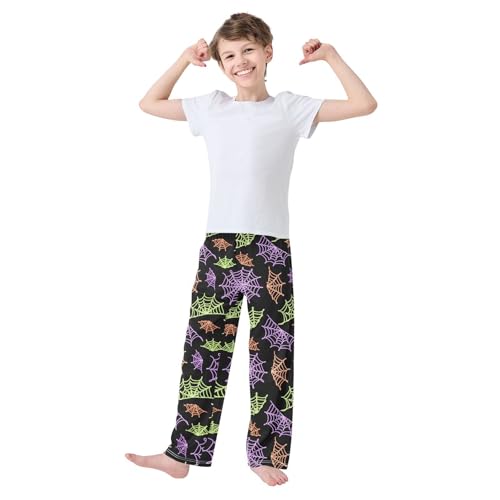 ZZXXB Colorful Cobweb Boys Long Pants Soft Trousers Elastic Waist Kids Lounge Bottoms with Pockets S-XL2