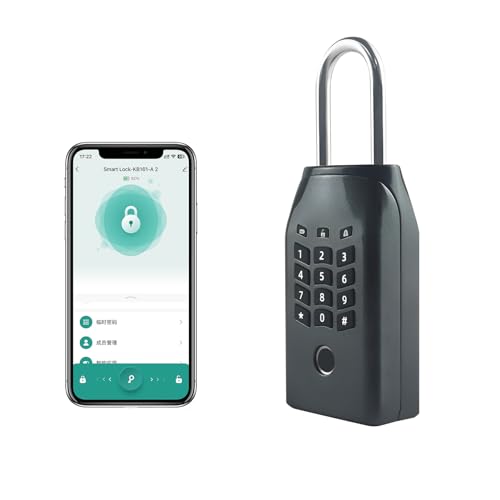 TenixLox Fingerprint Key Lock Box with APP, Hanging Room Door Wireless Smart Lock Box with Remote Control Outdoor Digital Bluetooth Key Safe for Front Door/Bedroom Door/Car Door etc (Gun Gray)