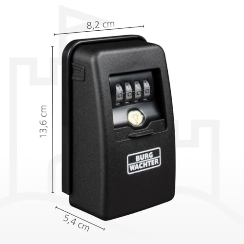 Burg-Wächter Schlüsseltresor mit 4-stelligem Zahlencode für außen und innen, magnetisch, beleuchtet, sicher, Wandmontage, Key Safe 60 L SB, Schwarz