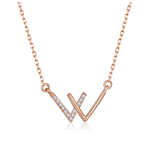 Collier lettre W en argent sterling S925 doré, bijou minimaliste d'exception serti de zircon