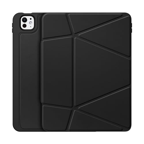 Foldable Stand Case for iPad Pro 11 Inch M5 2025/M4 2024 4-in-1 Adjustable Viewing Angles Built-in Apple Pencil Holder Smart Wake/Sleep Matte Finish Drop Protection (Black)