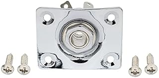 Musiclily 6.35mm Rectangle Guitar Loaded Jack Socket Plate for Les Paul Tele Electric Guitar, Chrome