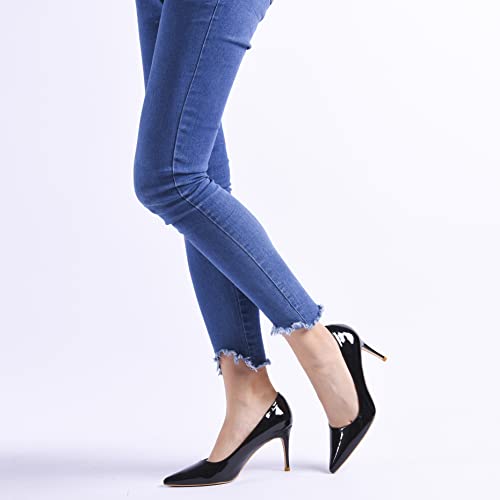 GENSHUO High Heels Pumps for Women Closed Toe 3 Inch Stillettos Heels Dress Shoes4