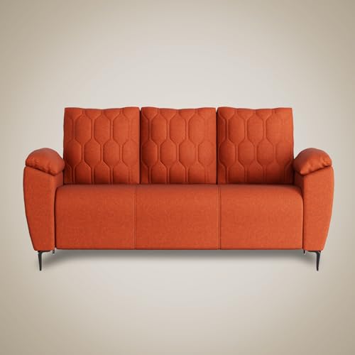 Image of Centuary Sleepables Modena Premium Sofa|Classy Quilted Suede Fabric Upholstery|Fiber-Filled Back Cushion|Wide Plush Fibrefilled Armrests|Ergonomic Lumbar Support |Walnut Brown|3 Years Warranty