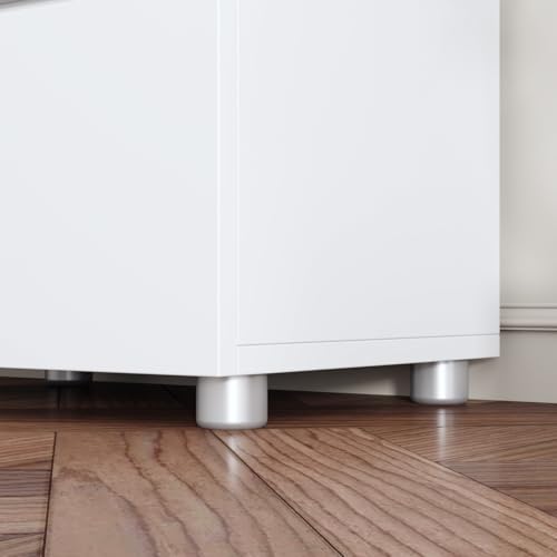 Image of Modern Nightstand with 2 Drawers, Modern Handleless Bedside Table for Small Spaces, Compact Wood End Table for Bedroom, White 15.7 inch W x 11.6 inch D x 18.9 inch H
