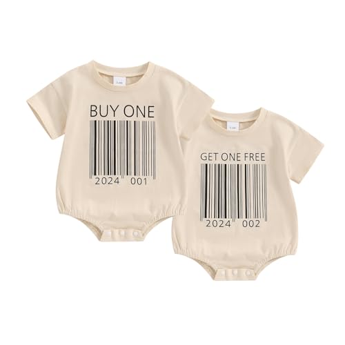 Image of Kayotuas Newborn Baby Boy Girl Romper Funny Twin Outfits Short Sleeve Tshirt Bodysuit for Twin Matching Shirts Summer Clothes