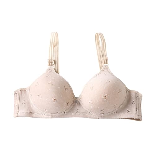 Sachen Daisy   Sujetador deportivo con cierre frontal, parte trasera bonita, cobertura completa, cómodo y fácil de cerrar, sujetador con hebilla frontal, conjunto de fitness para mujer, beige, M
