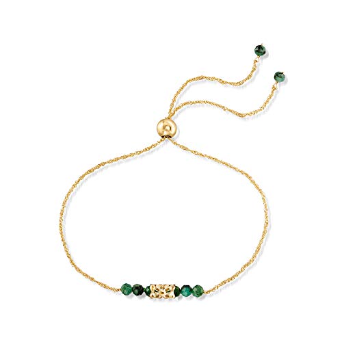 Ross-Simons 1.00 Ct. T.w. Emerald Bead Bolo Bracelet In 14Kt Yellow Gold #TOP2