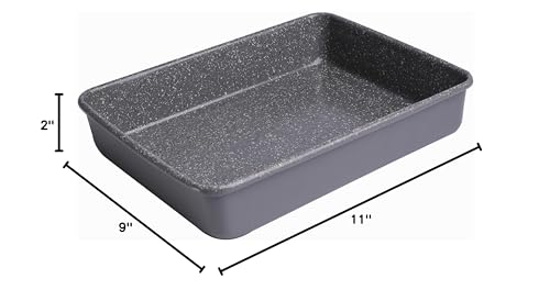 Image of casaWare 11 x 9 x 2-inch Toaster Oven Ultimate Series Commercial Weight Ceramic Non-Stick Coating Baking Pan (Silver Granite)