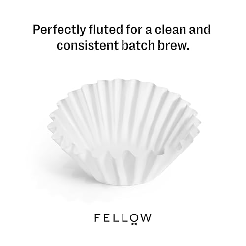 Fellow Aiden Precision Coffee Maker Paper Filters – 50 Count Flat Bottom Basket Filters for 8-12 Cup Drip Coffee Makers, Disposable, No Sludge Clean Brew, White