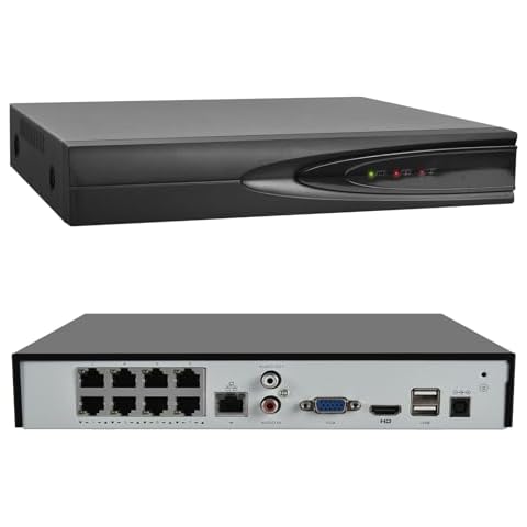 VIKYLIN 8CH 4K PoE Network Video Recorder NVR, Support 12MP/8MP/6MP/5MP/ 4MP/3MP/1080P PoE Camera, Remote Access, Motion Alarm, 24/7 Recording, Smart Playback,1 SATA Ports Up to 14TB HDD(Not Included) Cover