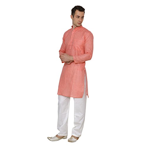 Kurta de lino Royal Kurta para hombre en color naranja talla S 2