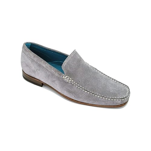 Giovacchini Shoes Men's Diego Perforated Suede Slip-on Moccasins