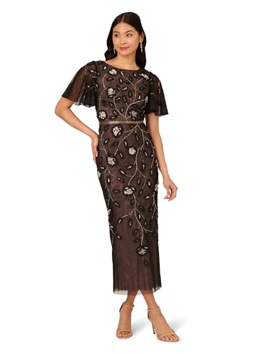 Adrianna Papell Women's Beaded Mesh Column Dress