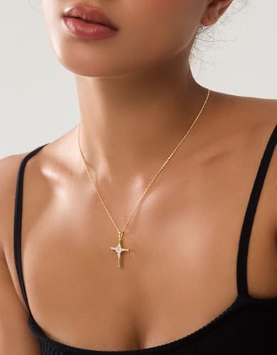 Cross Necklace for Women 925 Sterling Silver, Simple Cross Pendant Faith Religious Crucifix Jewelry2