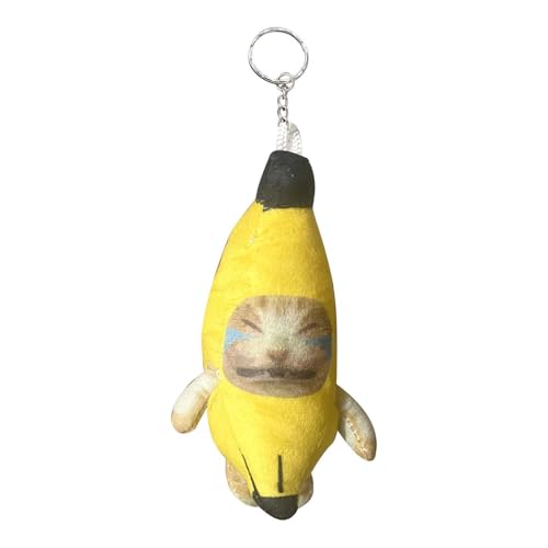 Llavero de gato llorando - Dibujos animados divertido gato plátano llavero llavero para monedero | llavero clicker juguete teclado dedo teclado juguete llavero monedero