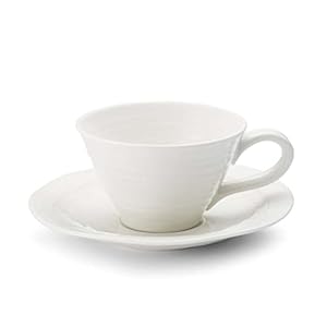 Portmeirion Sophie Conran 8oz Teacup and Saucer | Set of 4 White Teacups | Made from Fine Porcelain | Microwave and Dishwasher Safe | Ideal for Coffee and Tea – Stylish & Durable