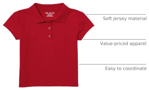 Image of The Children's Place Girls Short Sleeve Soft Jersey Knit Polo