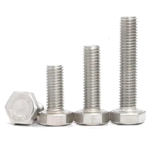 Image of M5-0.8 x 75mm Hex Bolt,Hex Head Screw Bolts A2-70(304) Stainless Steel,DIN933,Fully Threaded Hex Tap Bolts, Plain Finish,10 Pcs