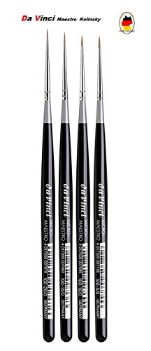 Davinci Espace Beauux Arts da Vinci 11  Serie 100 Maestro Kolinsky - Pincel Redondo de Arena roja (Micro Maestro)  Juego de 4 nº 5/0, 10/0, 15/0, 20/0  Fabricado en Alemania