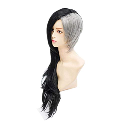 DAYISS Tokyo Ghoul Uta Cosplay Costume Long Wavy Curly Wig Black Gray