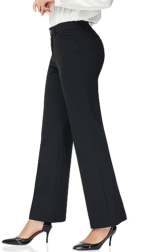 Soojun Women's Comfort Flex Waist Straight Leg Dress Pants3