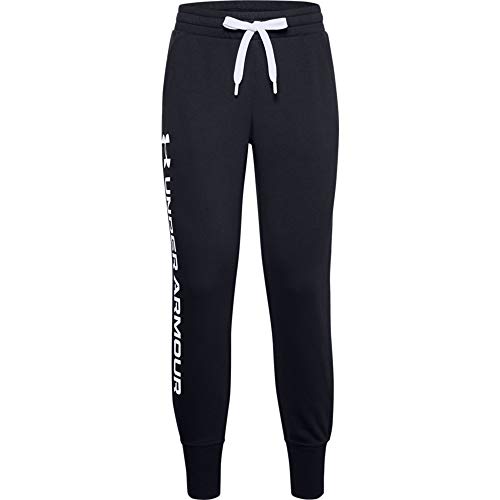 Under Armour Women's Rival Fleece Shine Joggers , Black (001)/White , Large