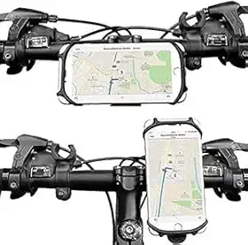 Suporte de celular Smartphone super resistente para moto e bike super resistente e ajustável, suporte de silicone giratório 360º(PRETO)