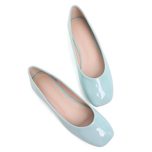 Image of ChaiRong Zhou Women Square Toe Ballets Flats Comfort Slip On Walking Shoes for Driving
