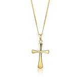 Orovi Colgante de cruz de oro amarillo 375 de 9 quilates para mujer, Dorado