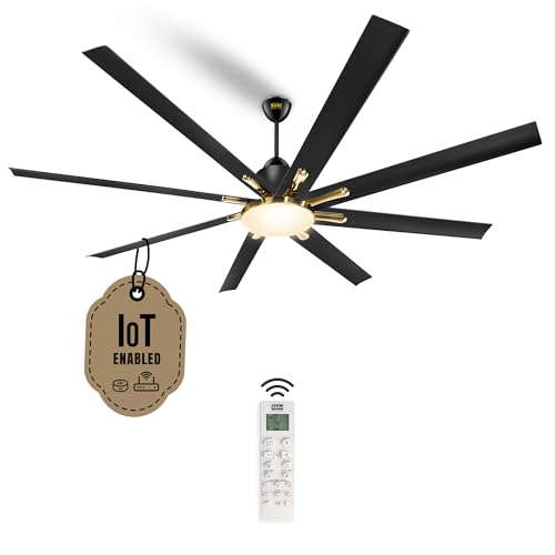Image of KUHL Polariz Gold 72 1800mm Stylish 65% Power Saving BLDC Ceiling Fan With Remote |Down Light|Low Noise| IoT -Operate via Mobile & Alexa |Reverse Mode|Free Installation |Black