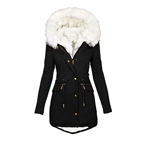 Women's Warm Winter Coat Snow Ski Jacket Fleece Lined Military Jacket Women Faux Fur Hooded Coat Puffer Down Jacket3