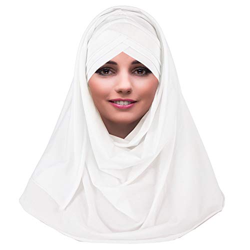 YOFASEN Slouchy Musulman Chapeau - Femmes Écharpes Islamiques Beau Hijab Bonnet Casquette Châle Foulard, Blanc, One Size Cover